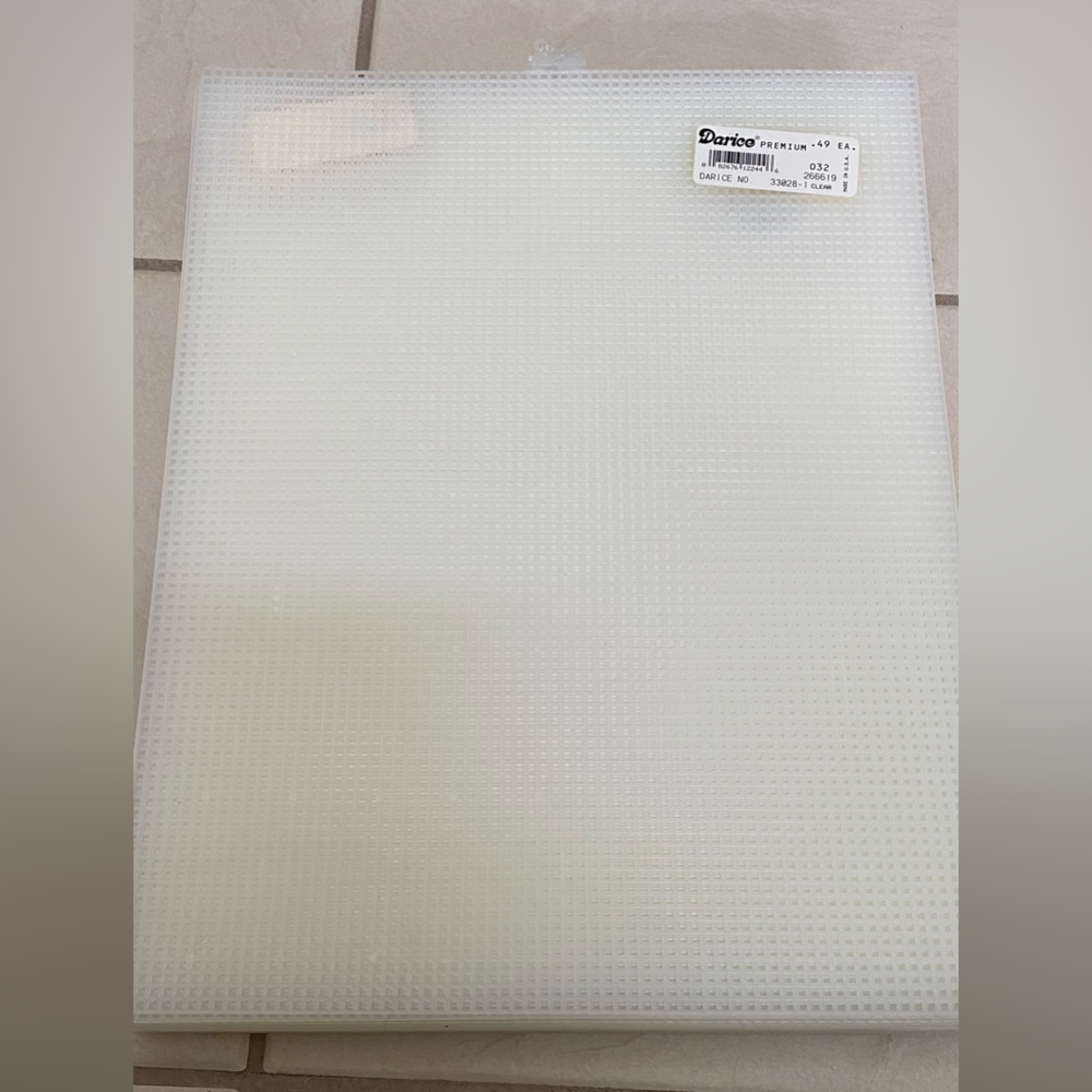 20 sheets of plastic canvas. Size7   10inches X 13 inches.  Darice